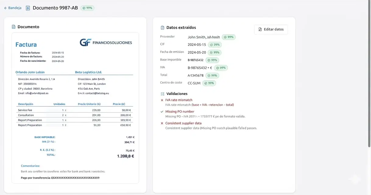 Contalia AI · Automatización contable y validación de facturas
